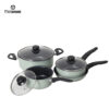 Sage Green Impress Culinary Edge Aluminum Cookware Set: Non-Stick, Glass Lids, Heat-Resistant Handles (Factory Direct)