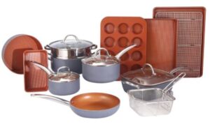 Vintage Bronze Lined & Slate Gray Forged Cookware Collection with Durable Stainless Steel Handles & Multi-Purpose Baking