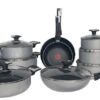 Sleek Silver Thermo-Spot Stretched Cookware Set with Heat-Resistant Ergonomic Handles
