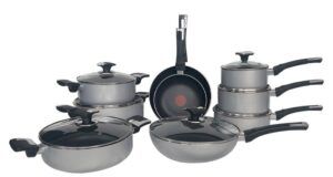 Sleek Silver Thermo-Spot Stretched Cookware Set with Heat-Resistant Ergonomic Handles