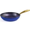 Elegant Ribbed Aluminum Nonstick Cookware Set with Luxury Gold Handles – Factory Direct Supply