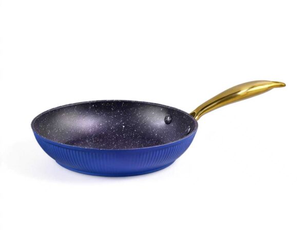 Elegant Ribbed Aluminum Nonstick Cookware Set with Luxury Gold Handles – Factory Direct Supply