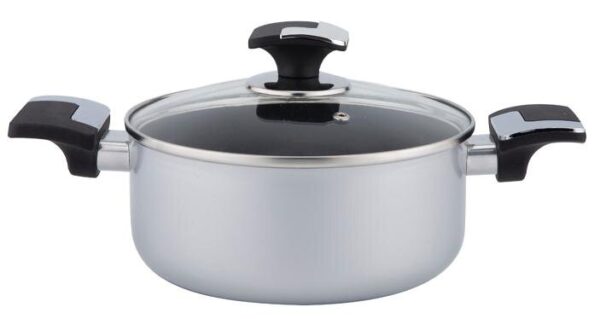 Sleek Silver Thermo-Spot Stretched Cookware Set with Heat-Resistant Ergonomic Handles