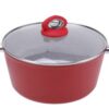 YTKitchenware Vibrant Red Cookware Set – White Ceramic Nonstick Interior with Durable Pressed Construction