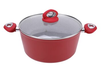 YTKitchenware Vibrant Red Cookware Set – White Ceramic Nonstick Interior with Durable Pressed Construction