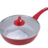 YTKitchenware Vibrant Red Cookware Set – White Ceramic Nonstick Interior with Durable Pressed Construction