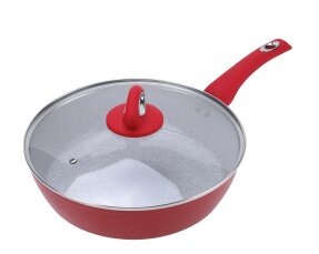 YTKitchenware Vibrant Red Cookware Set – White Ceramic Nonstick Interior with Durable Pressed Construction