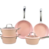 Healthy Cooking Made Easy – Pink Ceramic Nonstick Aluminum Cookware Set, Certified Factory Supply
