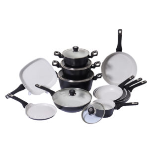 16-Piece Aluminum Non-Stick Cookware Set with Glass Lids