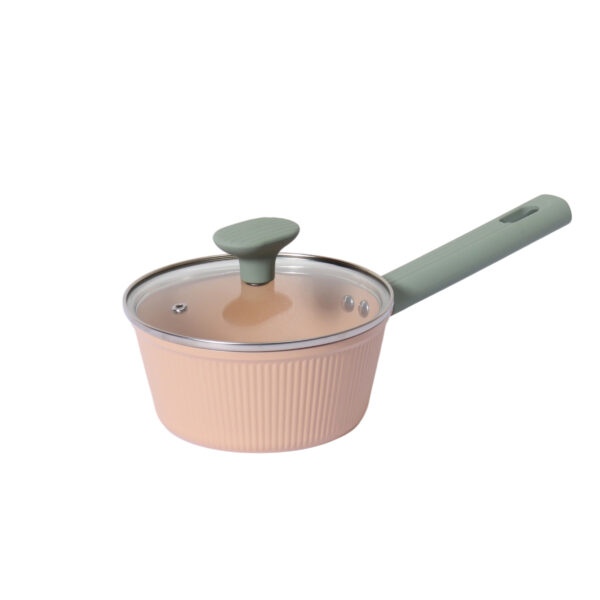 11-Piece Vertical Striped Aluminum Non-Stick Cookware Set with Glass Lids