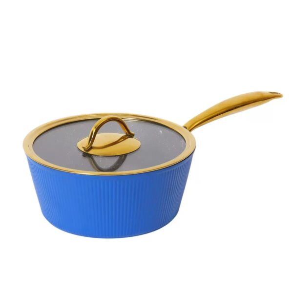 01233d270d78729ecf45e98a71571869 11-Piece Multi-Color Ribbed Non-Stick Aluminum Cookware Set with Gold Accents