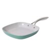 308ccb67beb6926359f82f9109a63bdd 14-Piece Sage Green & White Non-Stick Aluminum Cookware Set with Stainless Steel Handles