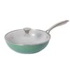 34ba13fef91b6b1442ac691aa8fdc4bd 14-Piece Sage Green & White Non-Stick Aluminum Cookware Set with Stainless Steel Handles