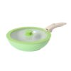 8-Piece Green & White Non-Stick Aluminum Cookware Set with Detachable Handle
