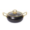 4d7622a33e697d02b49f8d7938852a73 9-Piece Black Gold-Speckled Non-Stick Aluminum Cookware Set with Gold Accents