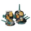 6178da2388cdcb6f43b8d49f6a2b2101 9-Piece Forest Green Non-Stick Aluminum Cookware Set with Black Granite Interior