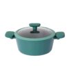 66e6f82880d30d42108d417bfcdbe855 9-Piece Forest Green Non-Stick Aluminum Cookware Set with Black Granite Interior
