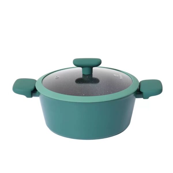 66e6f82880d30d42108d417bfcdbe855 9-Piece Forest Green Non-Stick Aluminum Cookware Set with Black Granite Interior