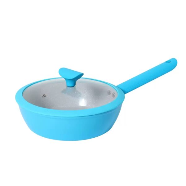 6897b88a1484e0c9d72e1cd98485c021 10-Piece Turquoise Blue Ribbed Non-Stick Aluminum Cookware Set