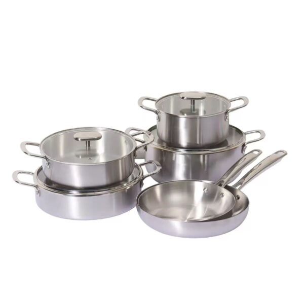 696057564198a379358aa7579974c391 10-Piece Premium Tri-Ply Stainless Steel Cookware Set
