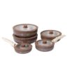 6e94af4e3a4e4fd1075b0dd9f3ef9651 12-Piece Brown Non-Stick Aluminum Cookware Set with Detachable Handles
