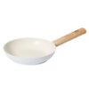 9-Piece Cream White Ribbed Non-Stick Cookware Set with Wood-Effect Handles
