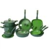 8c793e135d89c63e1bcb8cb63eae1274 15-Piece Two-Tone Green Non-Stick Aluminum Cookware Set