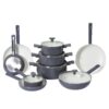 8d1764dedc3a04c3e18dc1e1e9dc0433 14-Piece Grey & White Non-Stick Aluminum Cookware Set