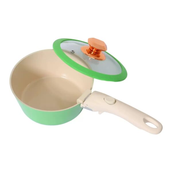 9a30d42a81e752aaa4cbfcd22b4e1be1 10-Piece Green & Beige Non-Stick Aluminum Cookware Set with Detachable Handles