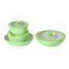 8-Piece Green & White Non-Stick Aluminum Cookware Set with Detachable Handle