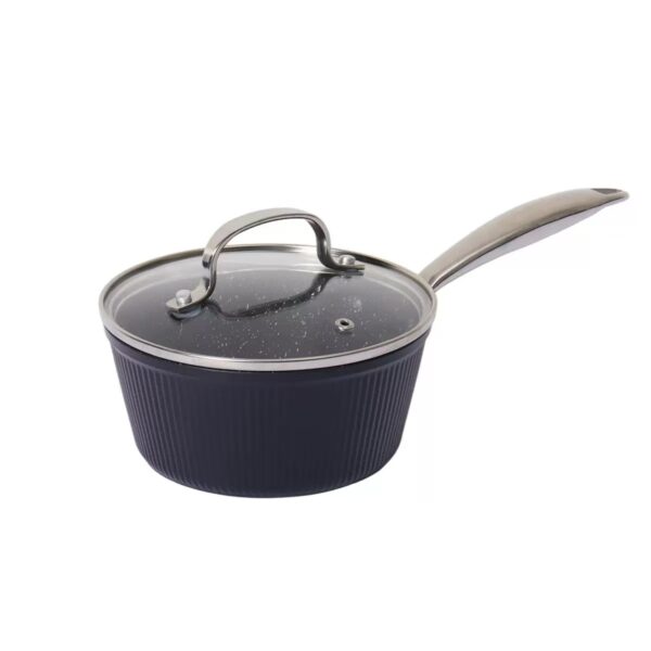 a87b775e18f9c060d28f5fd64afe3932 10-Piece Black Ribbed Non-Stick Aluminum Cookware Set with Stainless Steel Handles