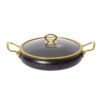 aab729c08637367f7164deaa75bf6fd0 9-Piece Black Gold-Speckled Non-Stick Aluminum Cookware Set with Gold Accents