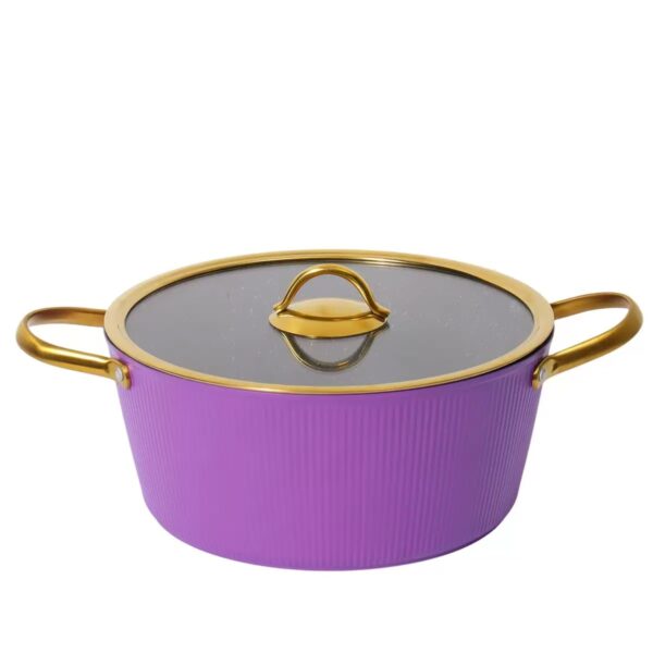 ab4c1b6aa03990586733e450e2f0eae2 11-Piece Multi-Color Ribbed Non-Stick Aluminum Cookware Set with Gold Accents