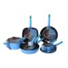 ab67b155f2a16ae05fceca78705ff38a 10-Piece Bright Blue Non-Stick Aluminum Cookware Set with Green Accents