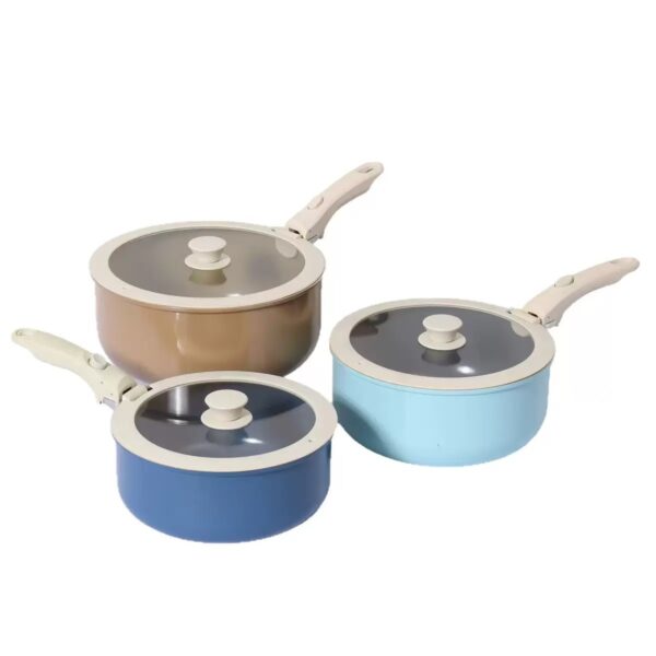 bc74be69112e545a8a790dcb44066523 9-Piece Pastel Multi-Color Non-Stick Aluminum Cookware Set with Detachable Handles