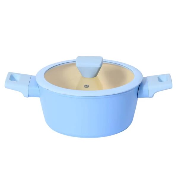 16-Piece Sky Blue & Cream Non-Stick Aluminum Cookware Set