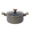 12-Piece Olive Green Non-Stick Aluminum Cookware Set with Wood-Effect Handles