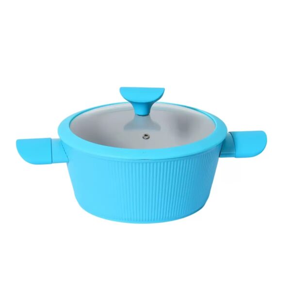 dde254695d15b421ef70a64b2ca3dc31 10-Piece Turquoise Blue Ribbed Non-Stick Aluminum Cookware Set