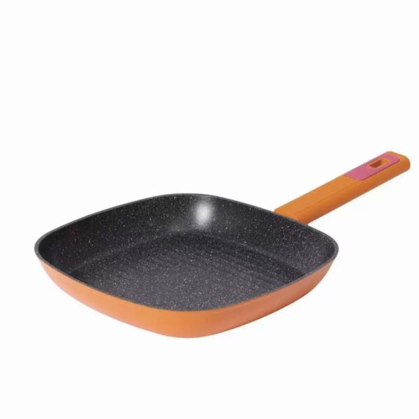e02cda24bed7a453f676ab9f83da1503 15-Piece Orange Non-Stick Aluminum Cookware Set with Black Granite Interior & Pink Accents