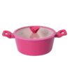 12-Piece Hot Pink Non-Stick Aluminum Cookware Set with Soft Pink Interior