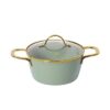13-Piece Sage Green Hammered Non-Stick Aluminum Cookware Set with Gold