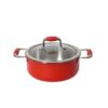 10-Piece Red Exterior Stainless Steel Interior Non-Stick Aluminum Cookware Set