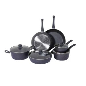 10-Piece Black Granite Non-Stick Aluminum Cookware Set