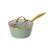 13-Piece Sage Green Hammered Non-Stick Aluminum Cookware Set with Gold