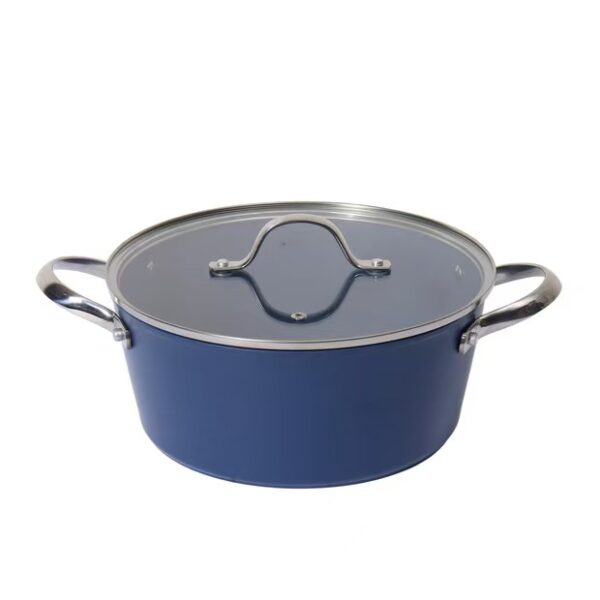 7-Piece Navy Blue Non-Stick Aluminum Cookware Set with Stainless Steel