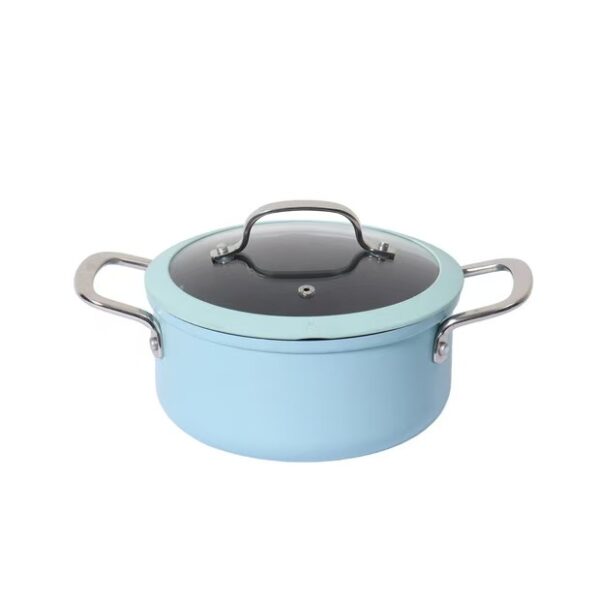 9bcd95e90438413eac6d419cb05a9399 7-Piece Light Blue & Black Non-Stick Aluminum Cookware Set with Stainless Steel Handles