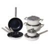 e61c75fe96bfd94f6774af7f275f308b 12-Piece White & Black Non-Stick Aluminum Cookware Set with Stainless Steel Handles