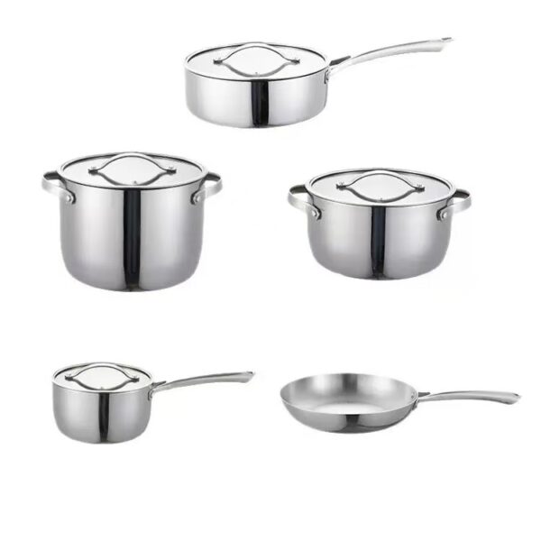 8-Piece Premium Stainless Steel Cookware Set, Pots & Pans Collection, Induction Compatible Kitchen Cooking Set