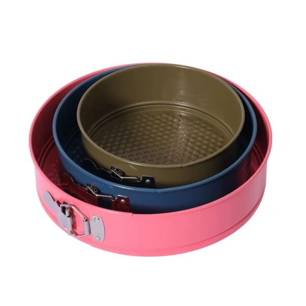 3 Pcs Colorful Carbon Steel Springform Cake Pans, Non-Stick Removable Bottom Cheesecake Molds Set