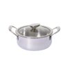 7 Pieces Tri-Ply Stainless Steel Cookware Set, Mirror Polished Non-Stick Pots & Pans with Glass Lids
